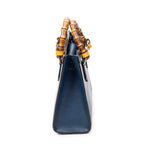 Shoulder Bag Medium Diana Bamboo Tote Navy Grained Calfskin Leather