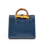 Shoulder Bag Medium Diana Bamboo Tote Navy Grained Calfskin Leather