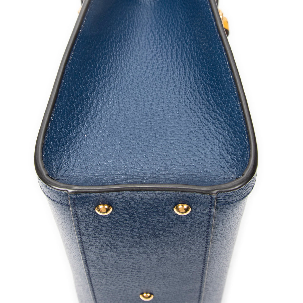 Shoulder Bag Medium Diana Bamboo Tote Navy Grained Calfskin Leather