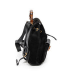 Mochila grande de bambú en piel de ante negra