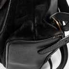 Mochila grande de bambú en piel de ante negra