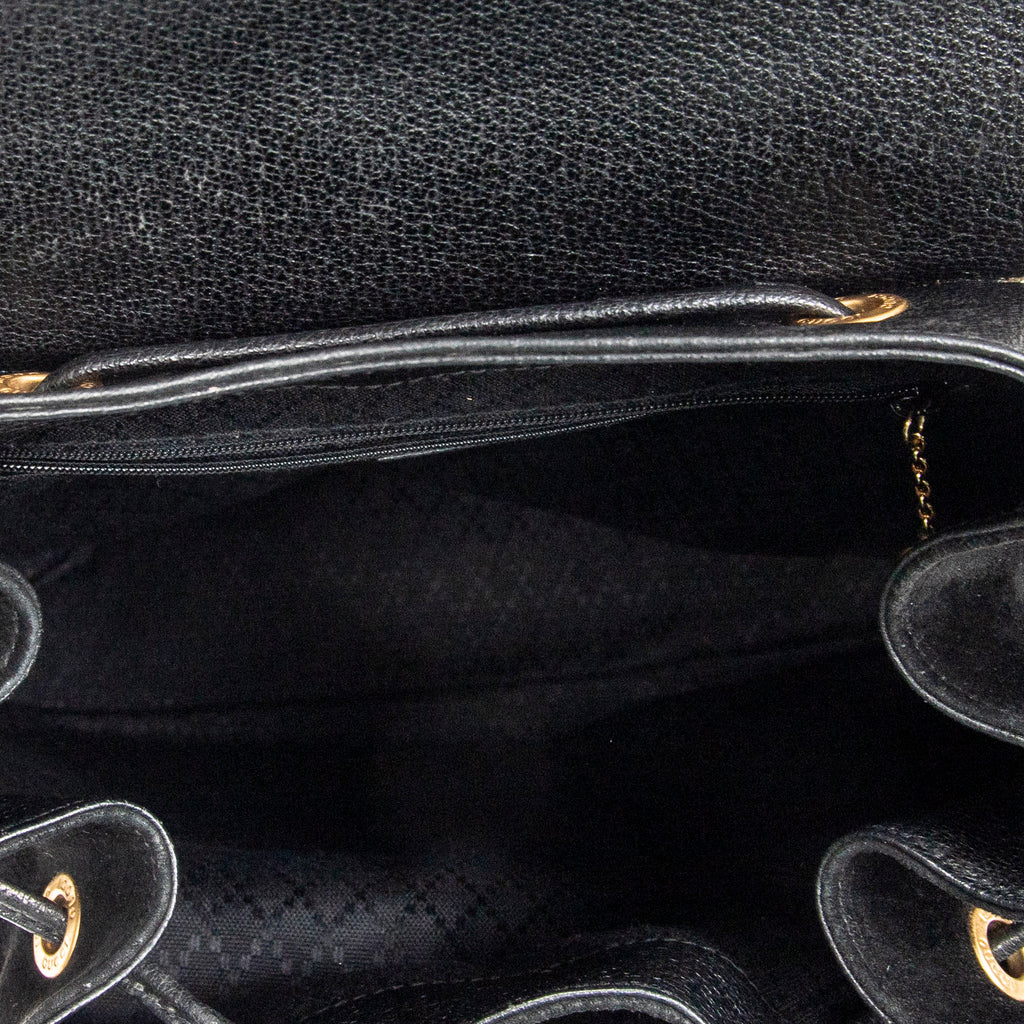 Mochila grande de bambú en piel de ante negra