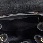 Mochila grande de bambú en piel de ante negra