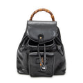 Backpack Mini Bamboo Backpack Black Calfskin Leather