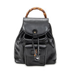 Backpack Mini Bamboo Backpack Black Calfskin Leather