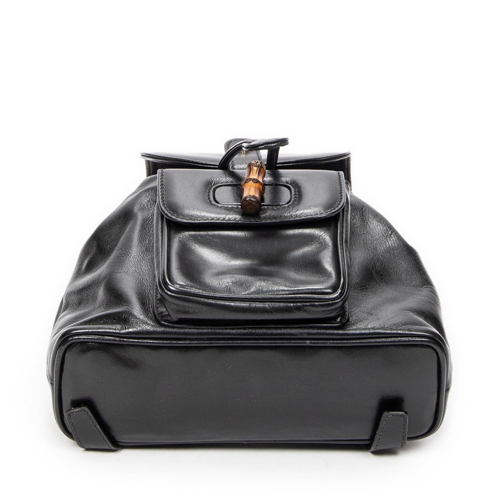 Backpack Mini Bamboo Backpack Black Calfskin Leather