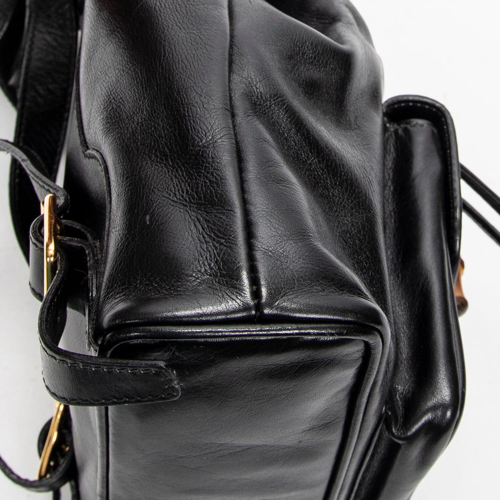 Backpack Mini Bamboo Backpack Black Calfskin Leather
