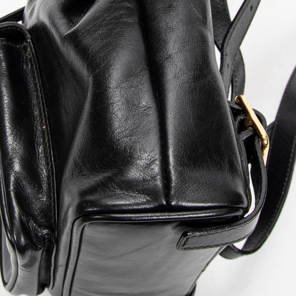 Backpack Mini Bamboo Backpack Black Calfskin Leather