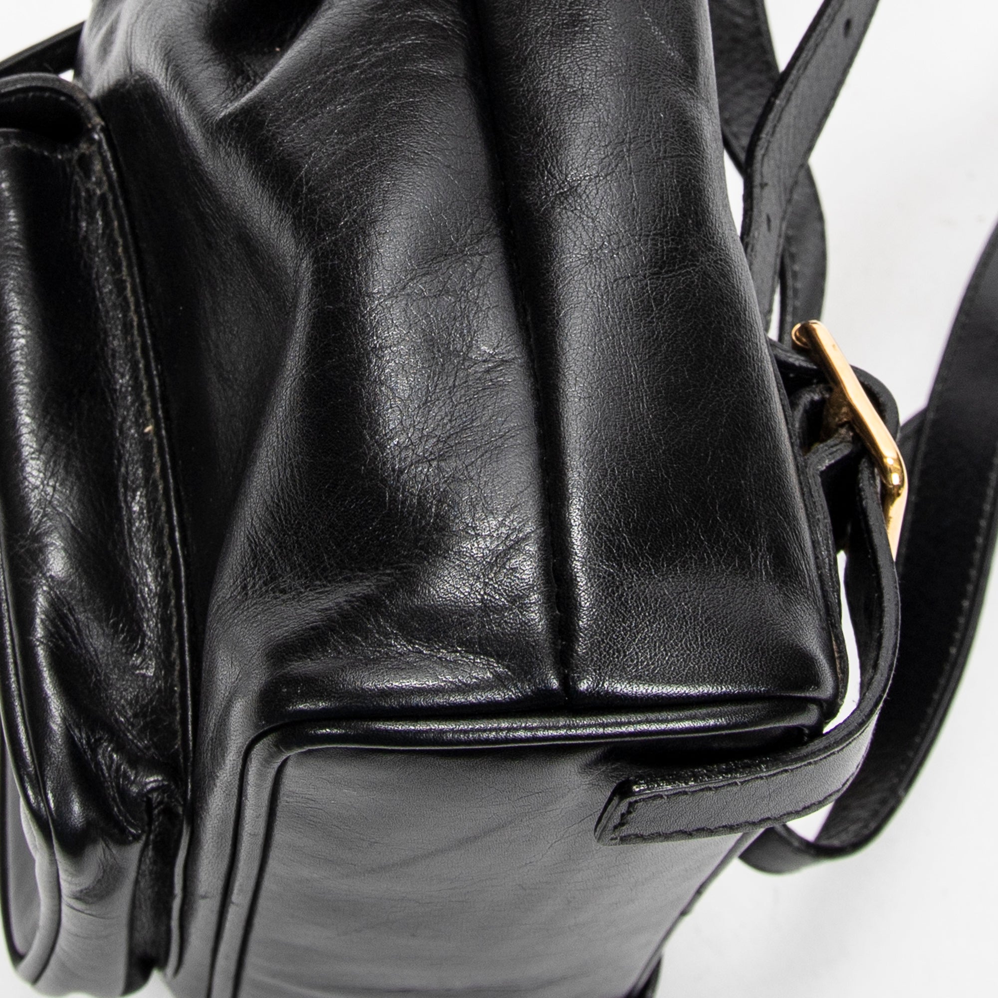 Backpack Mini Bamboo Backpack Black Calfskin Leather