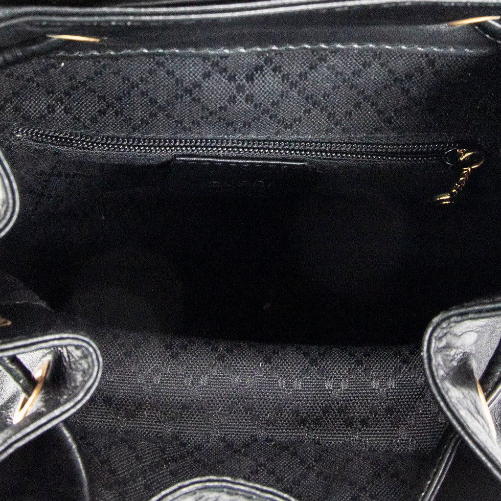 Backpack Mini Bamboo Backpack Black Calfskin Leather