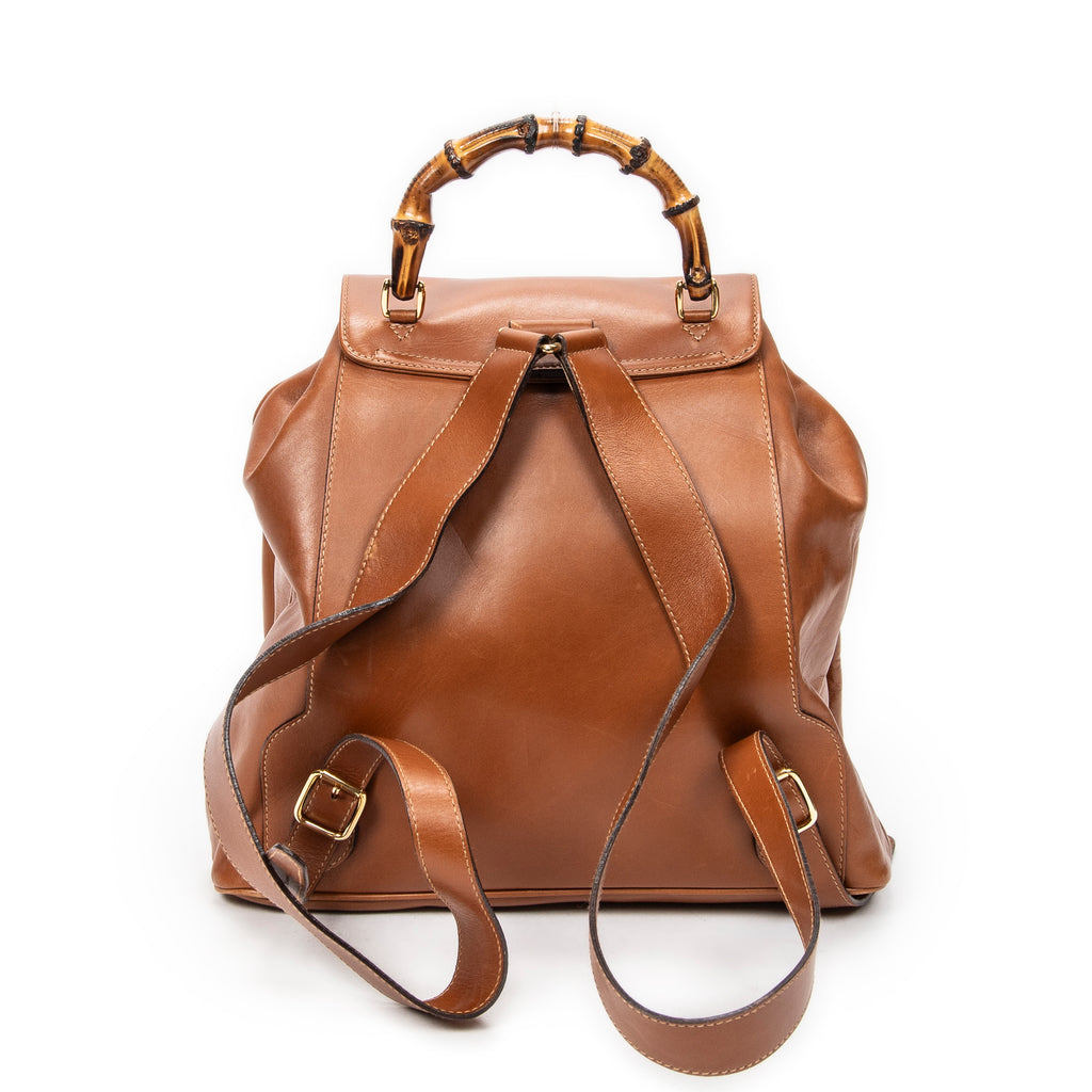 Backpack Large Bamboo Backpack Tan Calfskin Leather