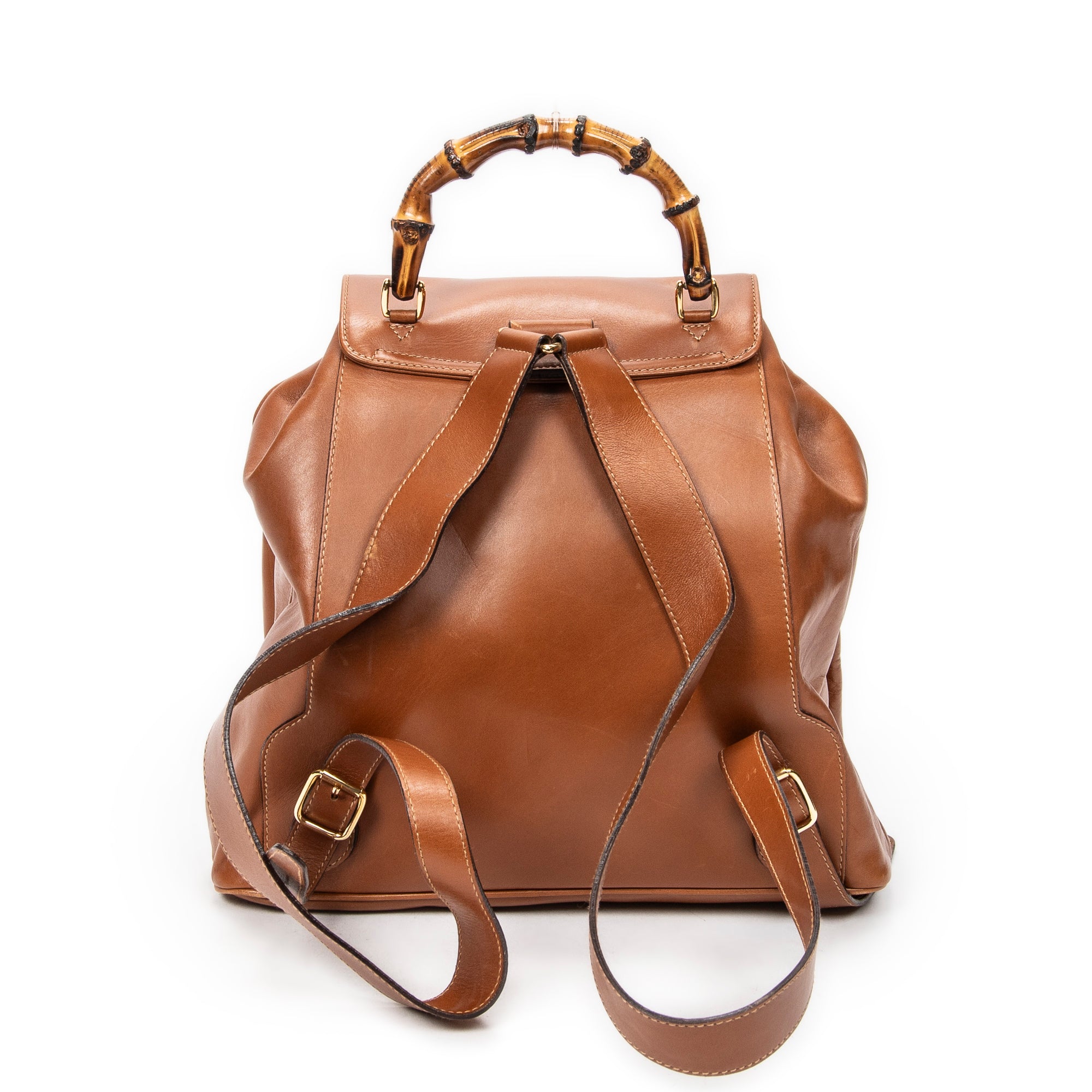 Backpack Large Bamboo Backpack Tan Calfskin Leather