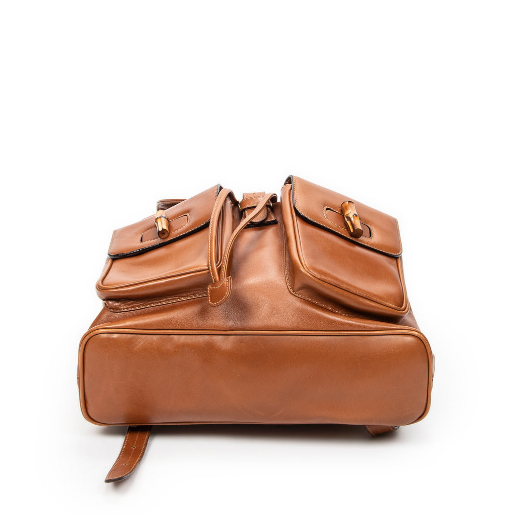 Backpack Large Bamboo Backpack Tan Calfskin Leather