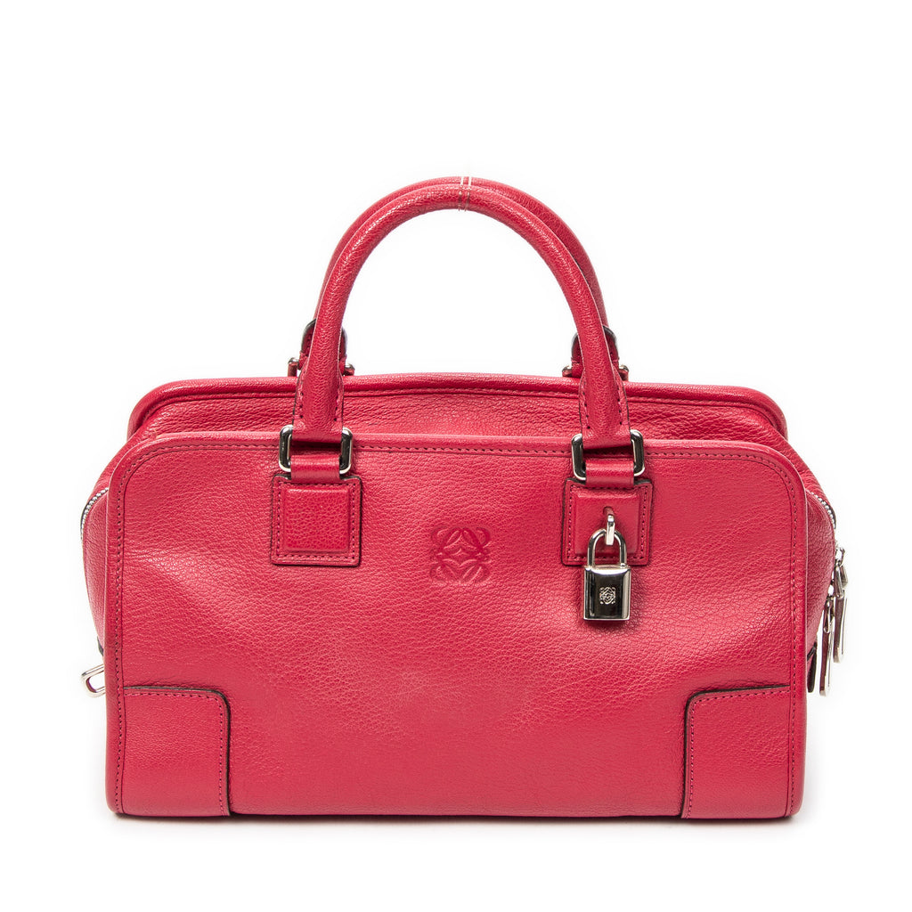 Handbag Amazona 28 Raspberry Pink Grained Calfskin Leather