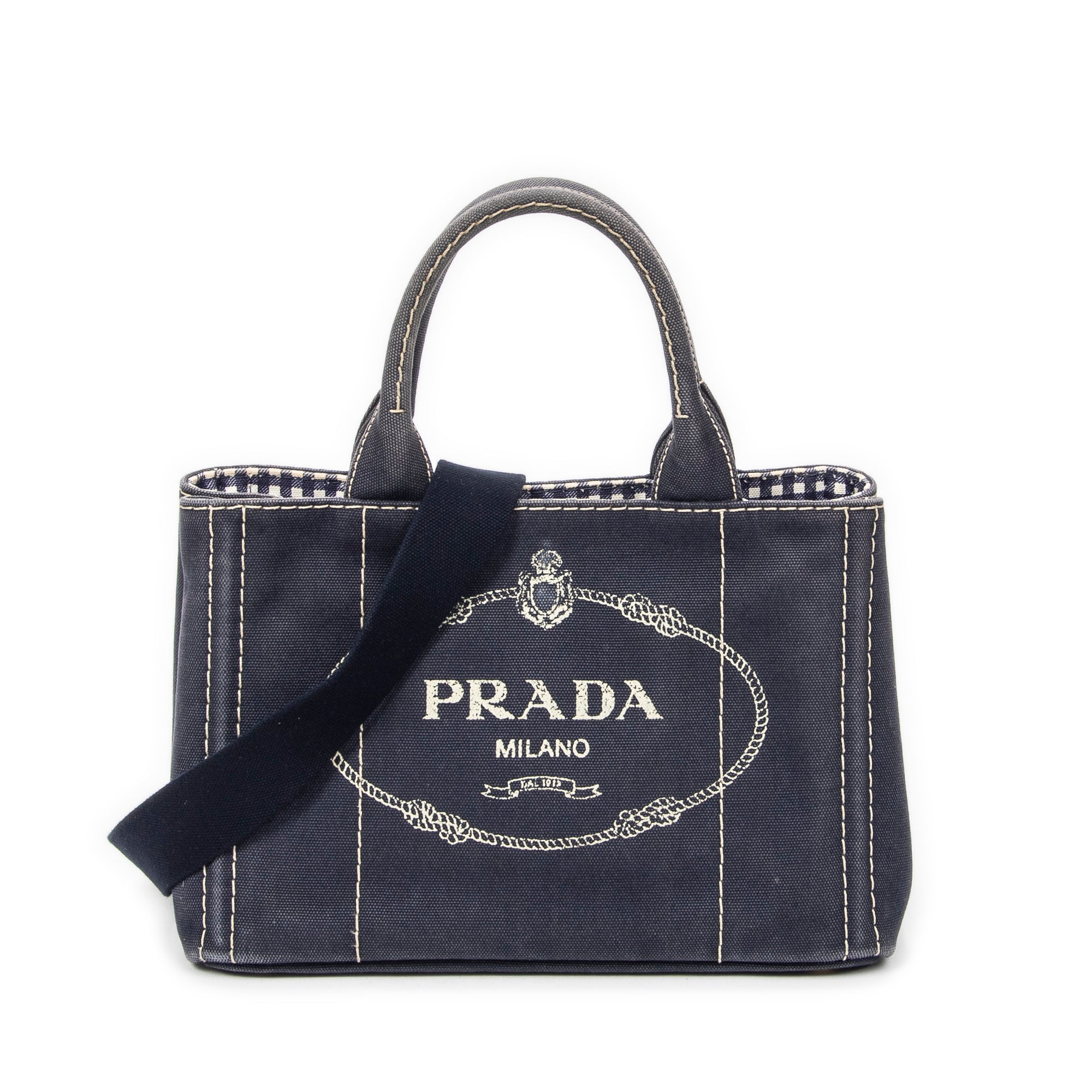 Prada - Petit cabas Canapa - Marine