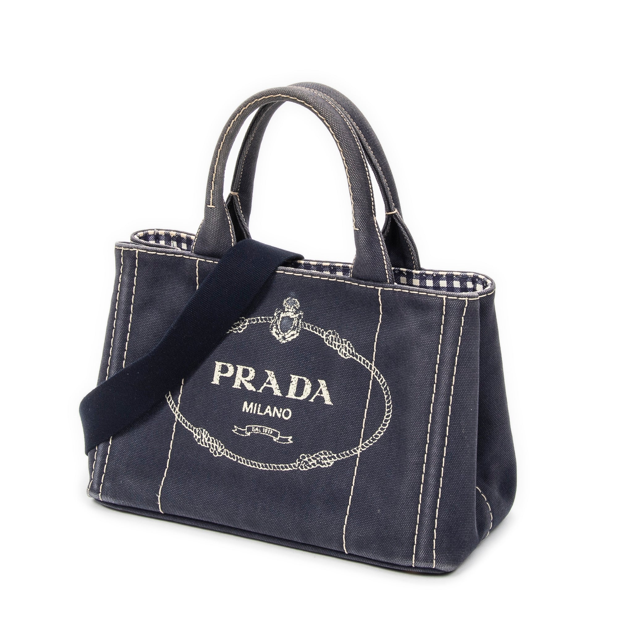 Prada - Petit cabas Canapa - Marine