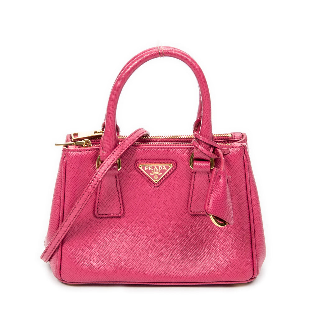 Bolso de Hombro Micro Galleria Doble Cremallera Piel Saffiano Rosa Fucsia