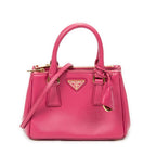 Bolso de Hombro Micro Galleria Doble Cremallera Piel Saffiano Rosa Fucsia