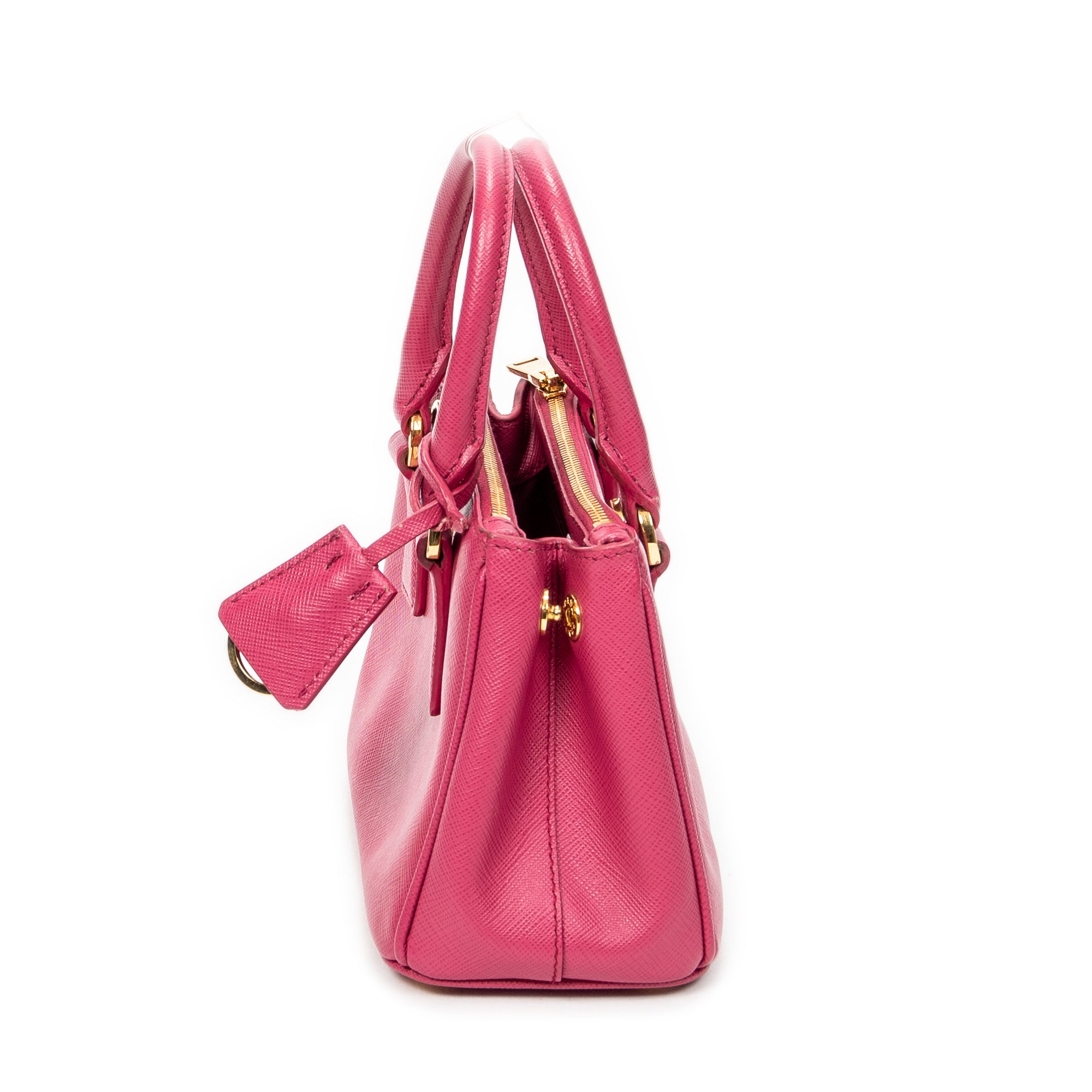 Bolso de Hombro Micro Galleria Doble Cremallera Piel Saffiano Rosa Fucsia