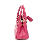 Bolso de Hombro Micro Galleria Doble Cremallera Piel Saffiano Rosa Fucsia