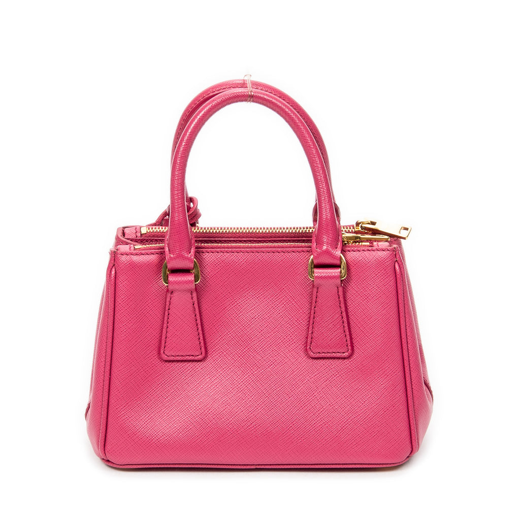 Bolso de Hombro Micro Galleria Doble Cremallera Piel Saffiano Rosa Fucsia