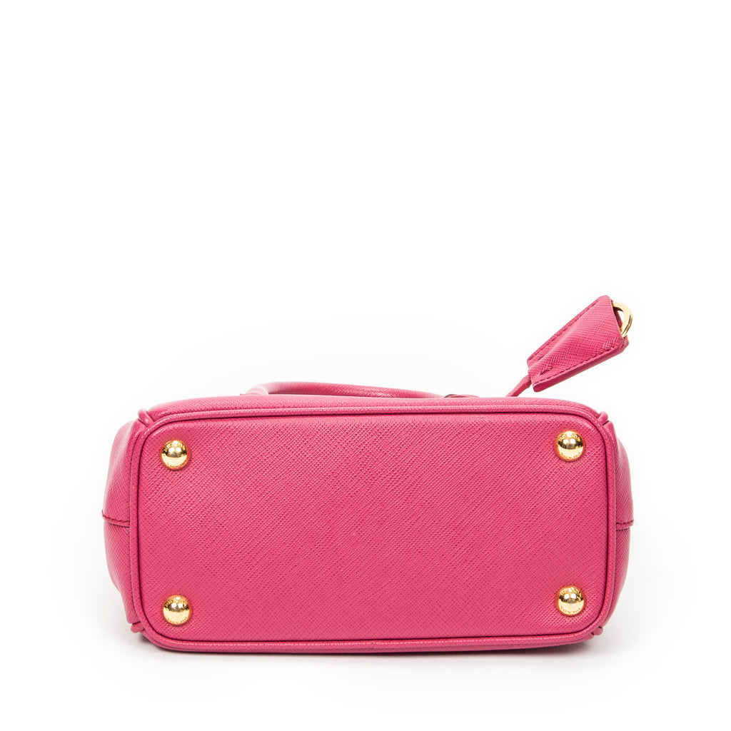 Bolso de Hombro Micro Galleria Doble Cremallera Piel Saffiano Rosa Fucsia