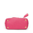 Bolso de Hombro Micro Galleria Doble Cremallera Piel Saffiano Rosa Fucsia