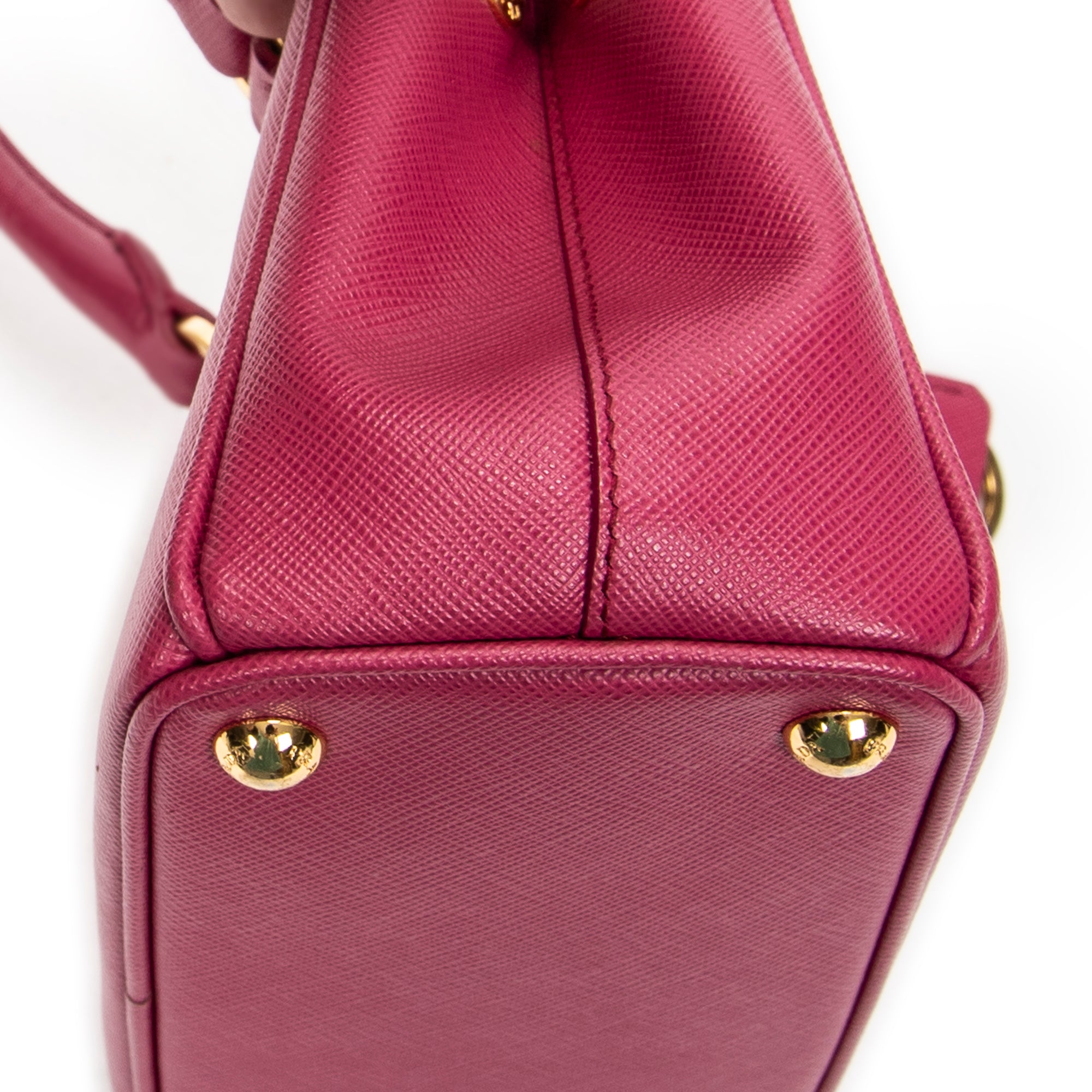 Bolso de Hombro Micro Galleria Doble Cremallera Piel Saffiano Rosa Fucsia