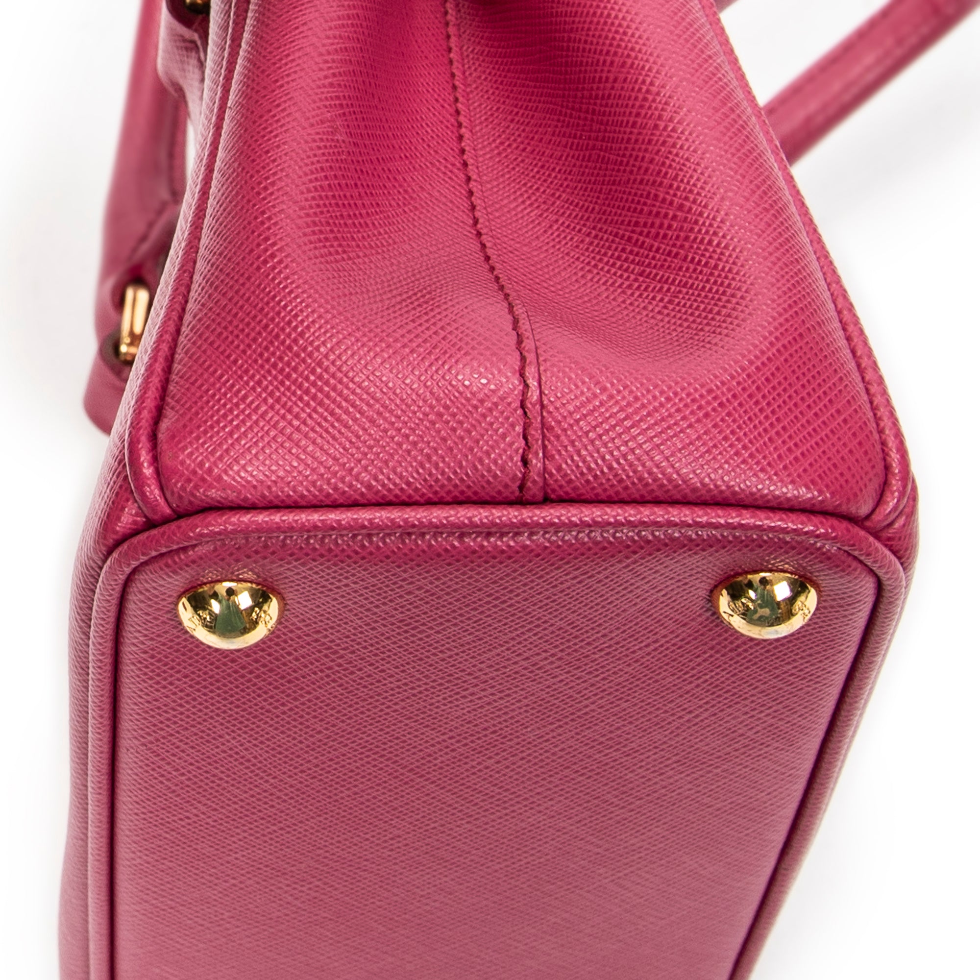 Bolso de Hombro Micro Galleria Doble Cremallera Piel Saffiano Rosa Fucsia