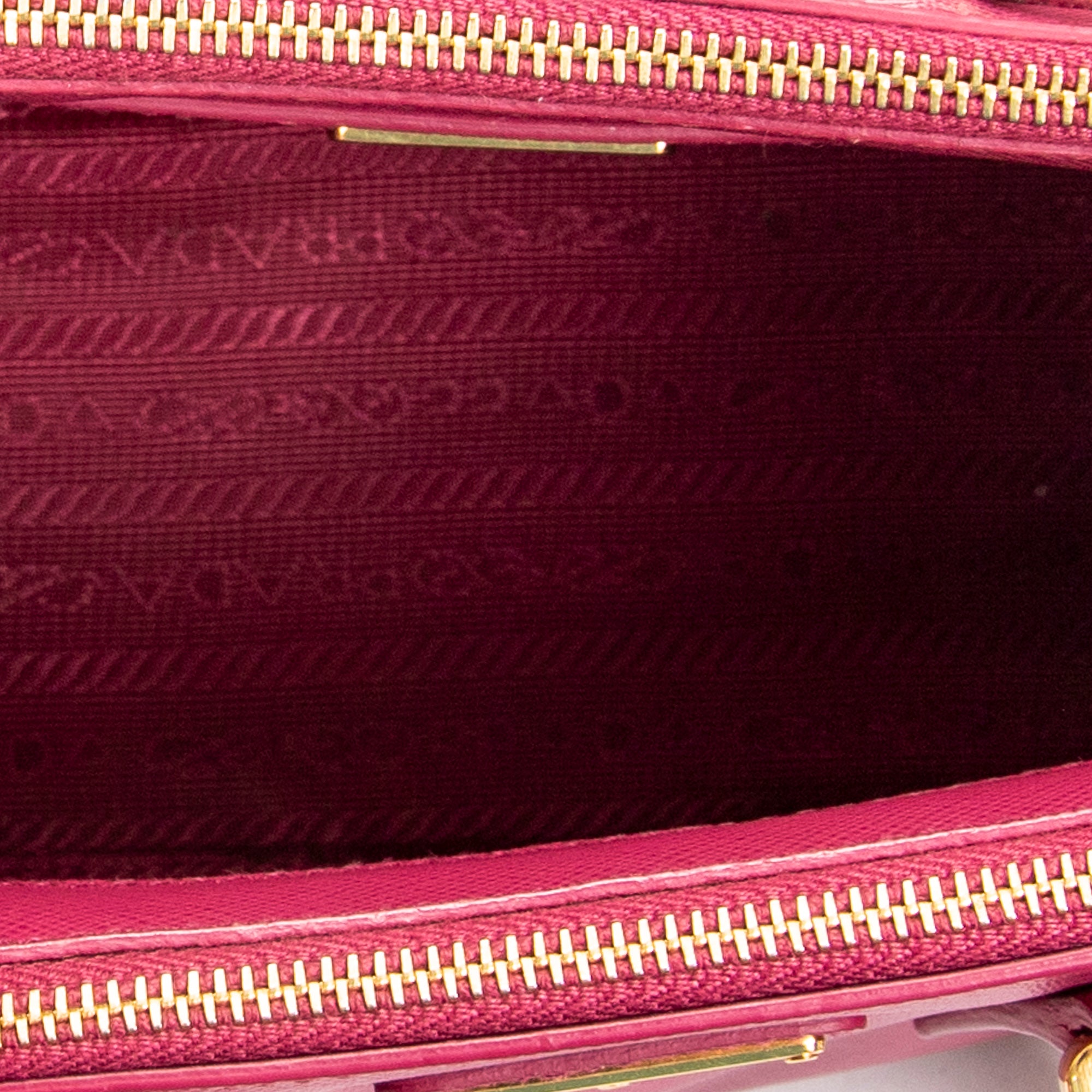 Bolso de Hombro Micro Galleria Doble Cremallera Piel Saffiano Rosa Fucsia