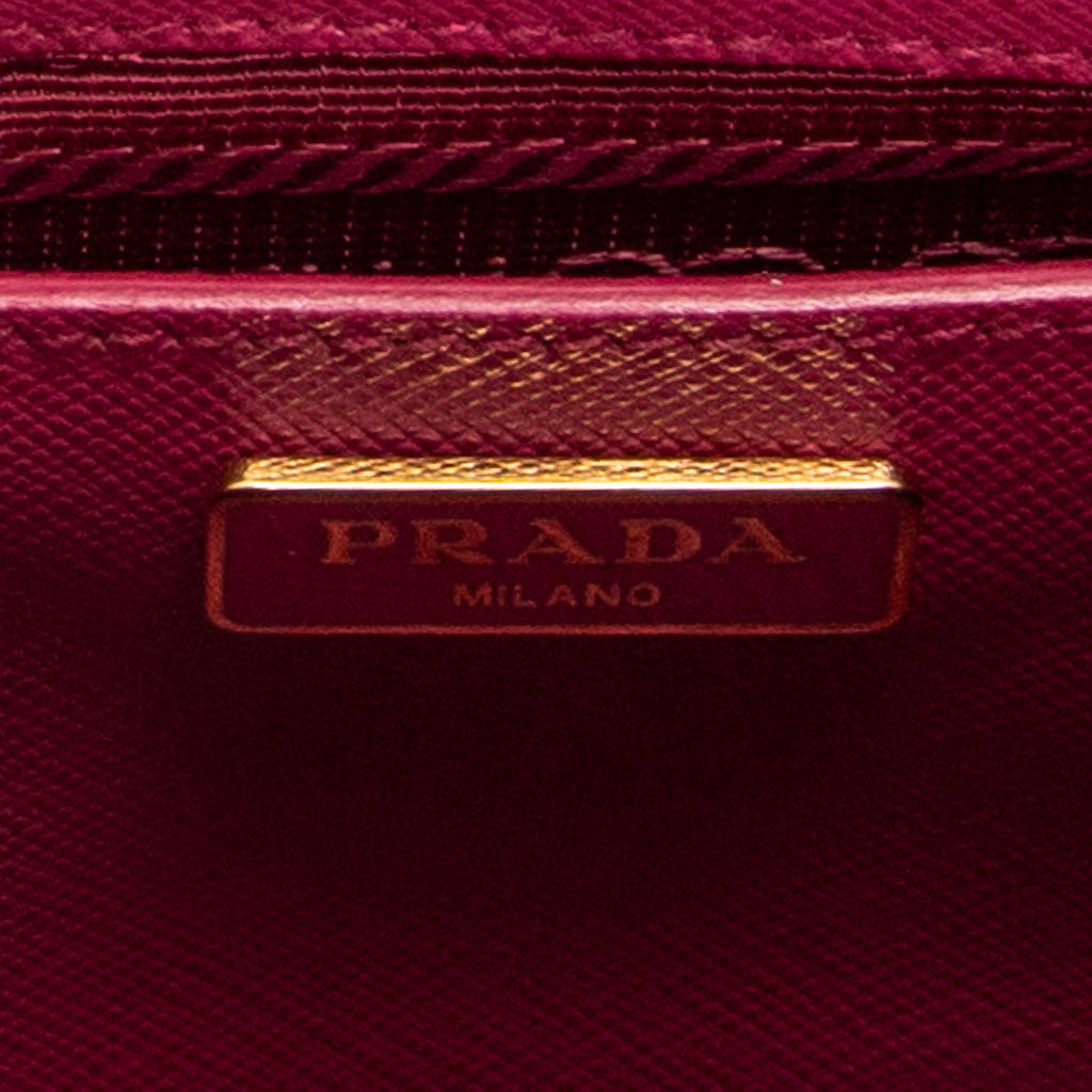 Bolso de Hombro Micro Galleria Doble Cremallera Piel Saffiano Rosa Fucsia