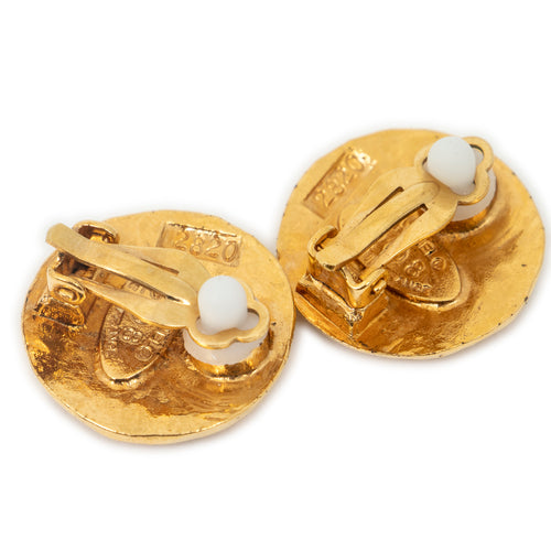Pendientes CC Redondos con Clip Dorados Bañados en Oro
