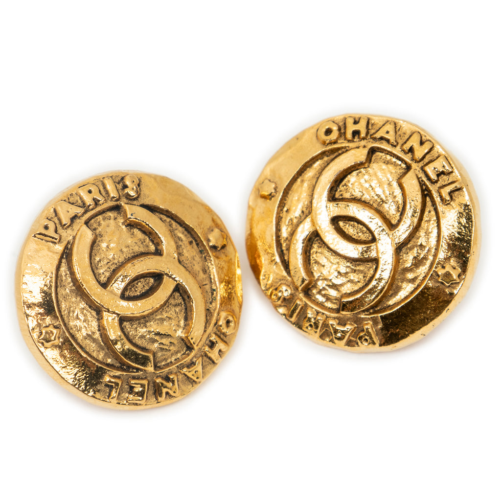 Earrings CC Round Clip On Earrings Gold Gold Plated