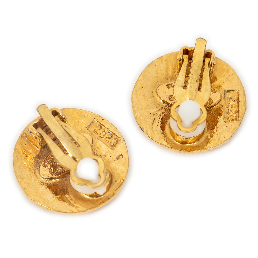 Earrings CC Round Clip On Earrings Gold Gold Plated