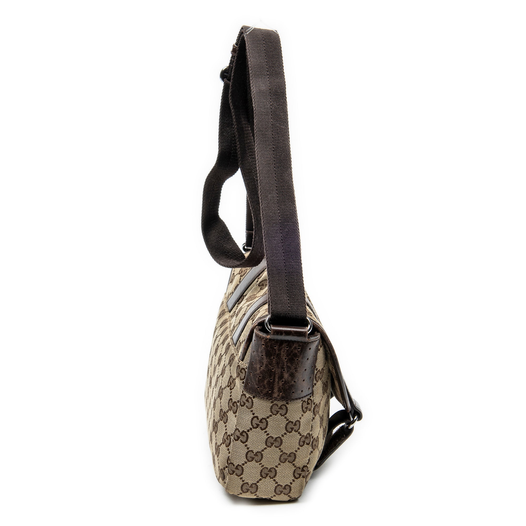 Shoulder Bag Double Buckle Flap Messenger Beige Monogrammed Canvas