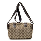 Shoulder Bag Double Buckle Flap Messenger Beige Monogrammed Canvas