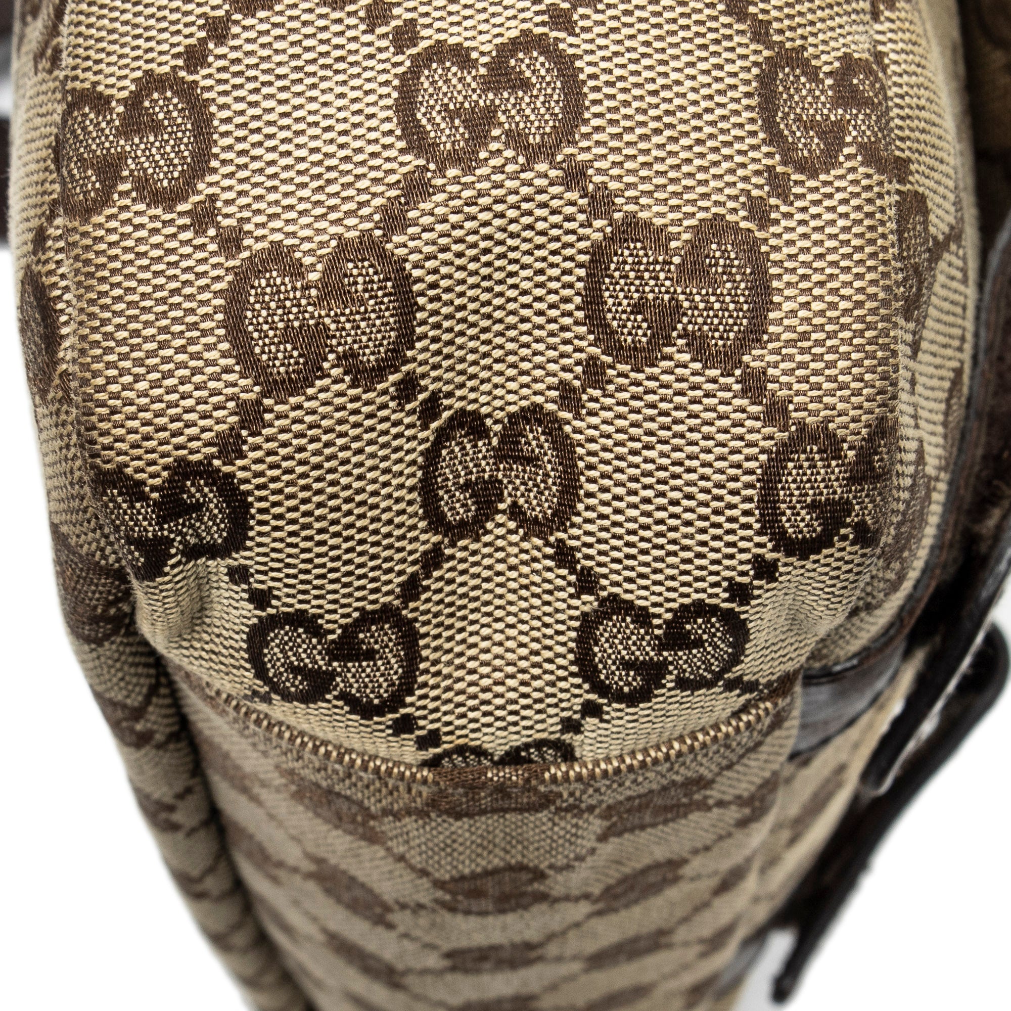 Shoulder Bag Double Buckle Flap Messenger Beige Monogrammed Canvas