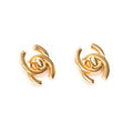 Pendientes CC Turn Lock Clip Dorado Baño de Oro
