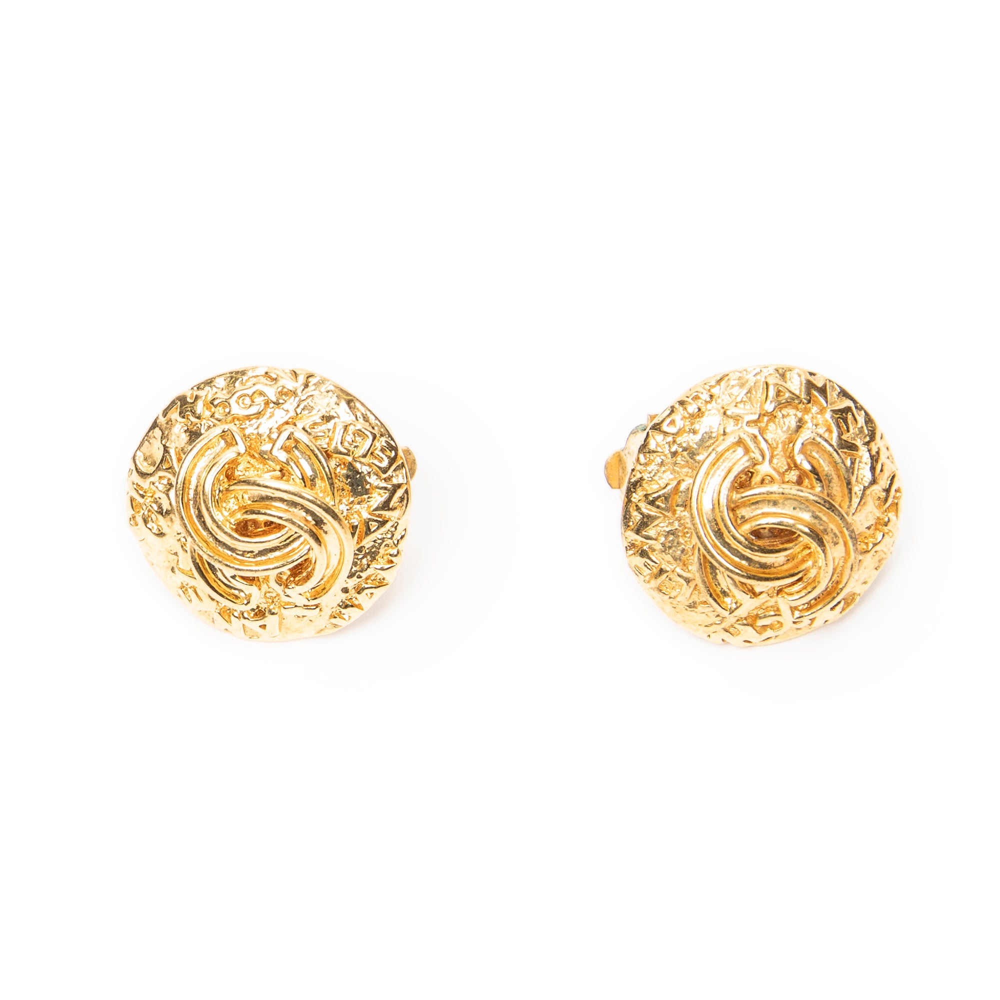 Earrings CC Round Clip On Earrings Gold Gold Plated