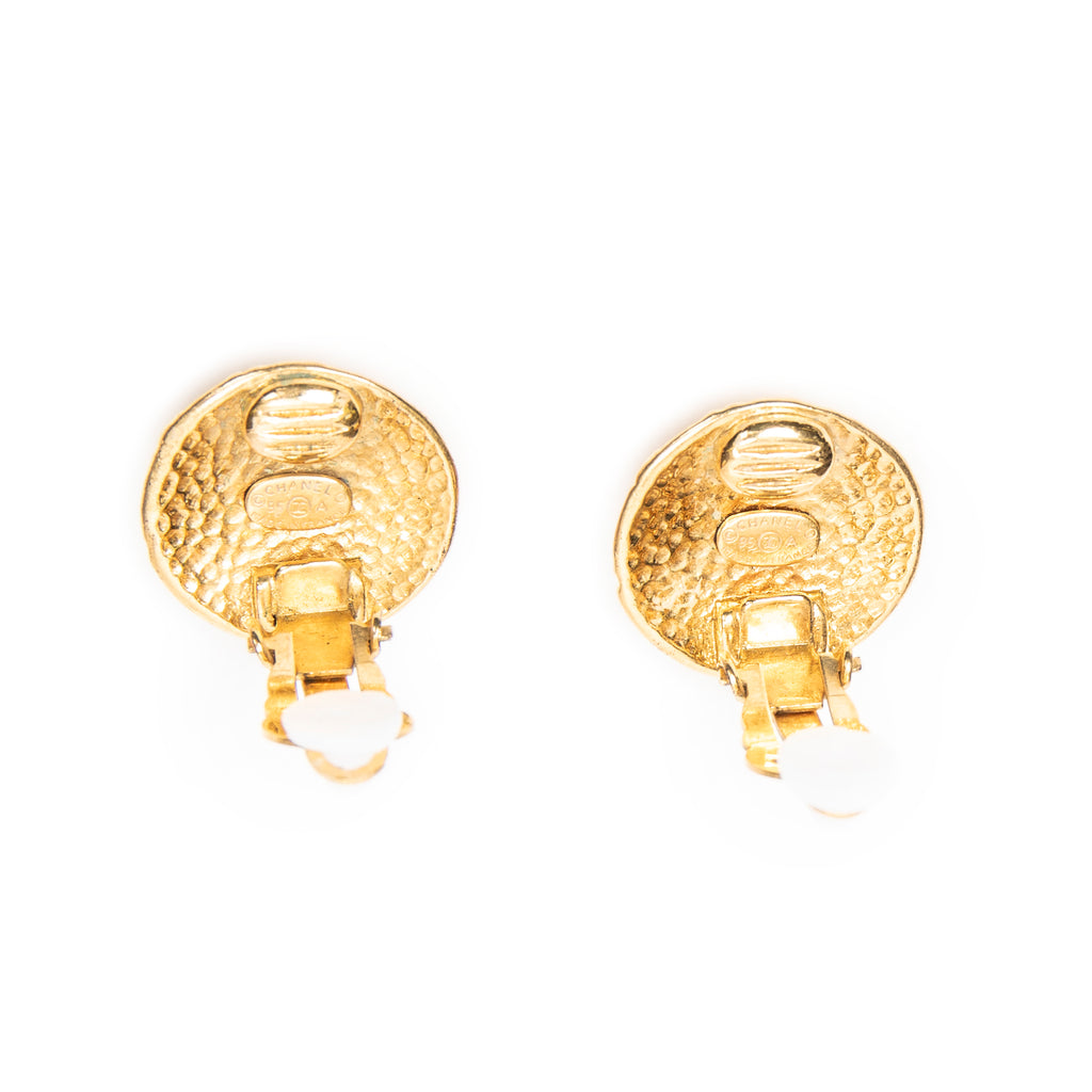 Earrings CC Round Clip On Earrings Gold Gold Plated