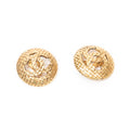 Chanel - Boucles d'oreilles clips rondes matelassées CC - Doré