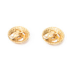 Chanel - Boucles d'oreilles clips rondes matelassées CC - Doré