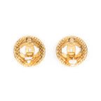 Chanel - Boucles d'oreilles clips rondes matelassées CC - Doré
