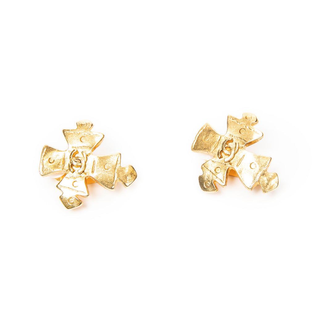 Pendientes CC con clip, dorados, chapados en oro