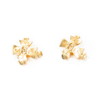 Pendientes CC con clip, dorados, chapados en oro