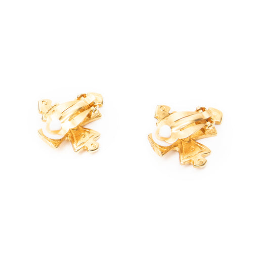 Pendientes CC con clip, dorados, chapados en oro