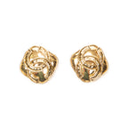 Pendientes CC con forma de diamante de clip dorados bañados en oro