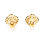 Pendientes CC con forma de diamante de clip dorados bañados en oro