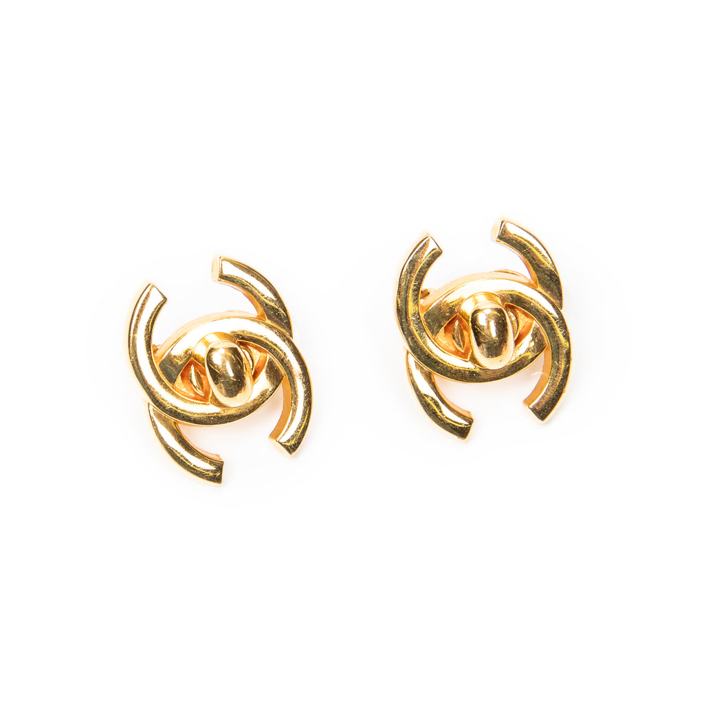 Chanel - Boucles d'oreilles clip CC Turn Lock - Doré