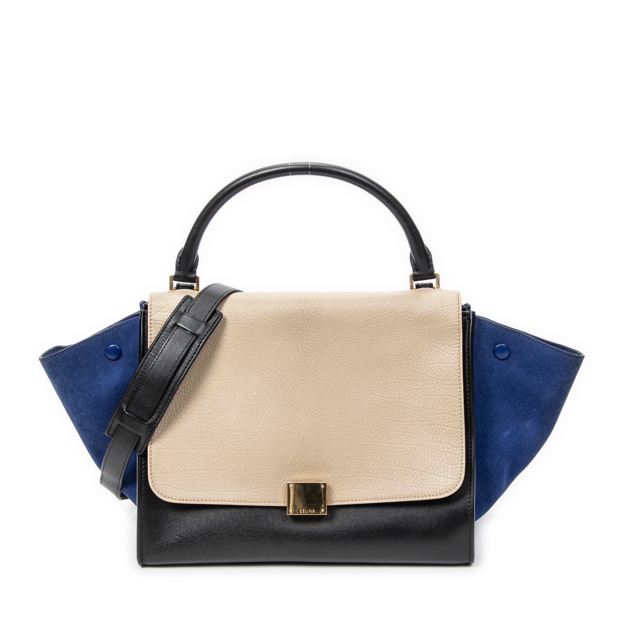 Shoulder Bag Mini Luggage Black Calfskin Leather
